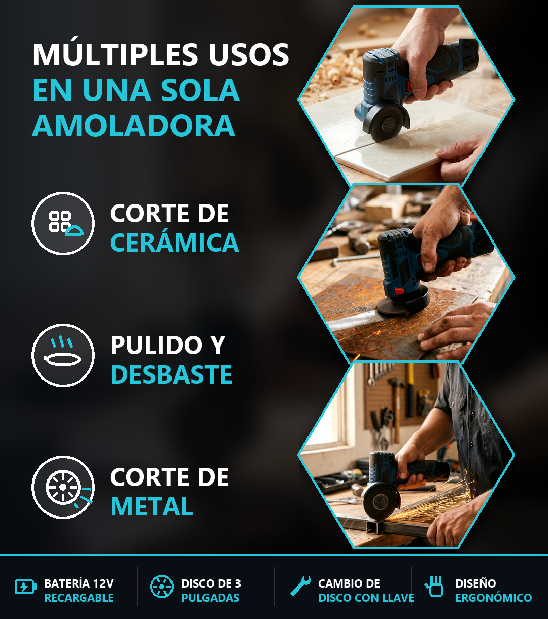 Mini amoladora angular eléctrica portátil