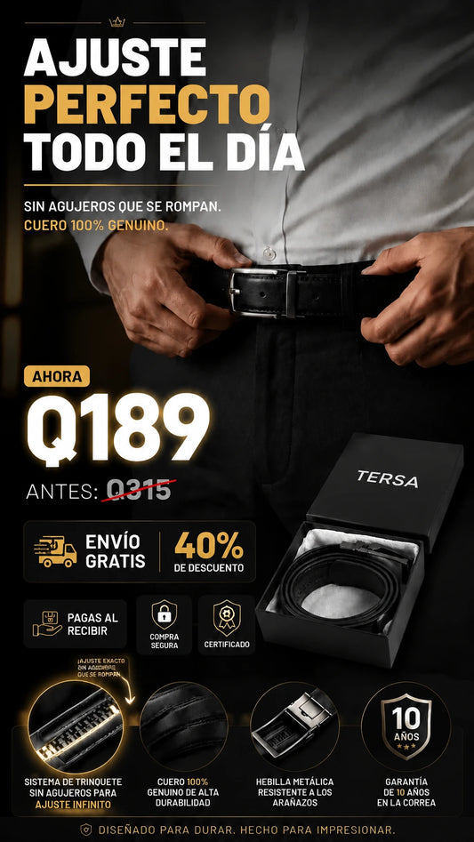 Cinturón Vittelo de Cuero Genuino con Sistema de Trinquete