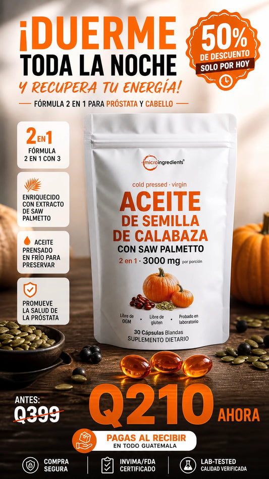 Micro Ingredients Aceite de Semilla de Calabaza con Saw Palmetto 3000 mg