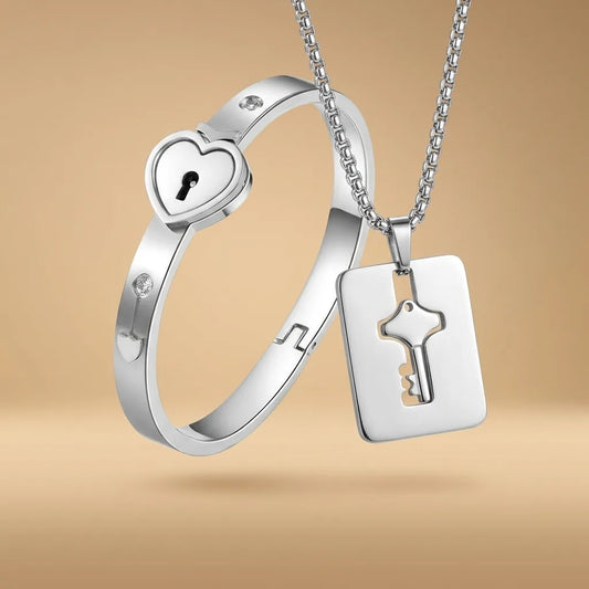 Set de Pareja "La Llave de Mi Corazón" — Pulsera + Collar
