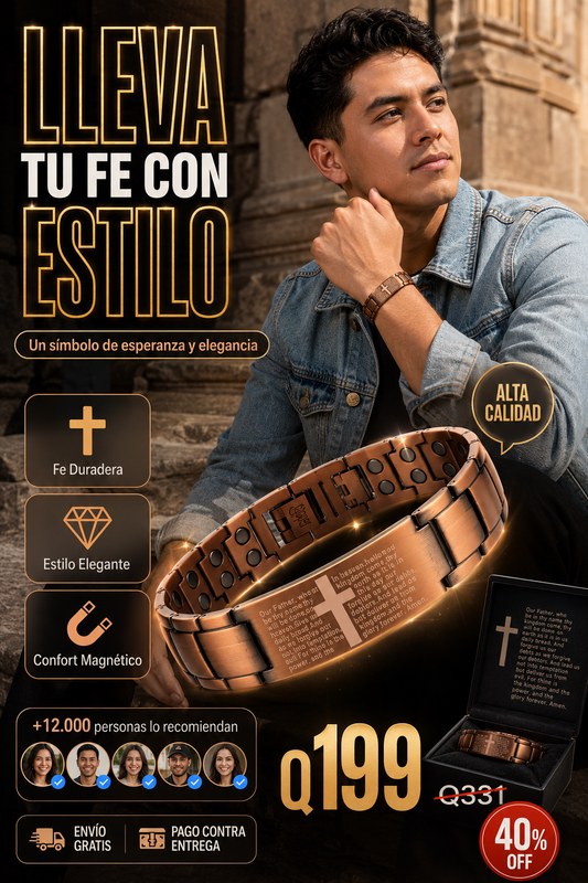 PULSERA DE COBRE MAGNÉTICA CON EL PADRE NUESTRO™